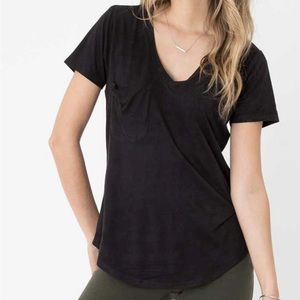 Z Supply Pocket Tee, Black, Faux Suede, Size Large